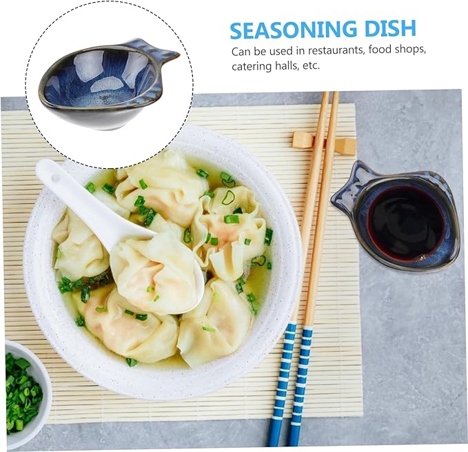 Unique Japanese Fish Plates Ceramic Condiment Dish Dipping Sauce Bowl for Appetizers Seasoning Boys and Girls Families