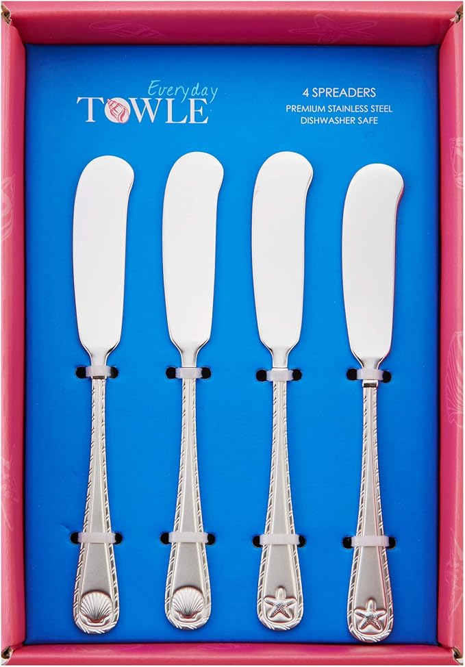 Towle Living Antigua Frost Spreaders, Set Of 4, Stainless Steel