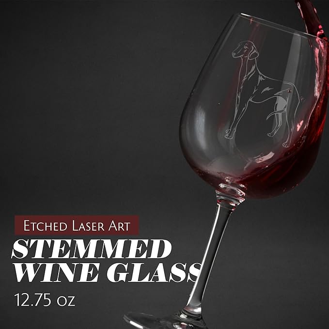 Etched Laser Art Azawakh Personalized Dog Themed Etched 12.75oz Wine Glass Custom Dog Breed Wine Glasses, Ideal for Pet Lovers, Unique Birthday Gift for Men & Women, Personalized Gift