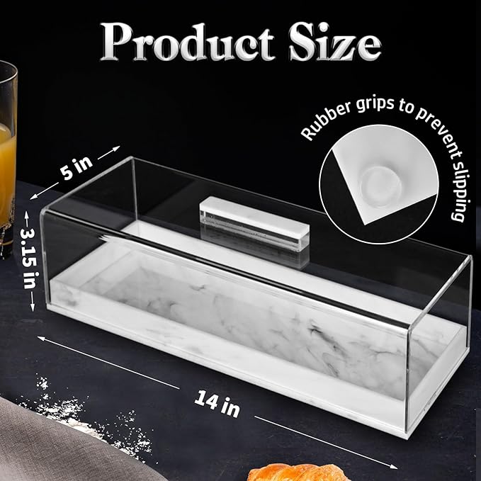 Acrylic Rectangular Cake Tray - Multifunctional Cake Stand with Cover Lid (2PCS)