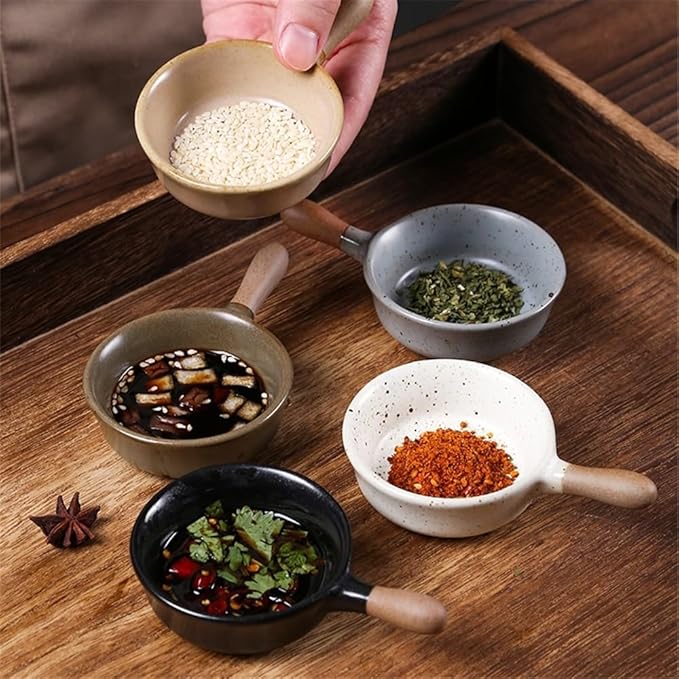 Appetizer Plates Ceramic Seasoning Dishes, Sushi Dipping Bowl, Vinegar Spice Sauce Dishes for Condiment