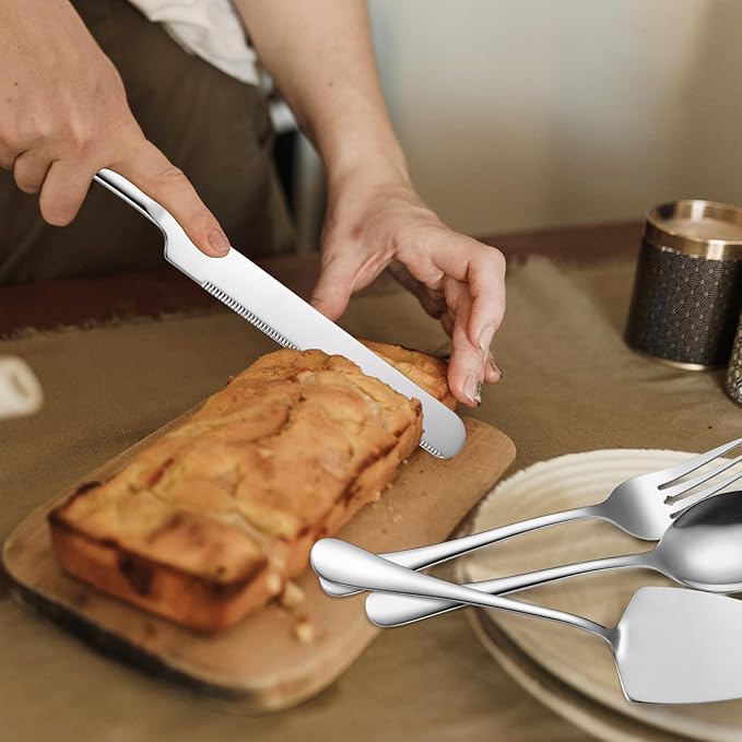 Flatware Serving Set Complete Large Spoon Fork Big Square Spatula Turner Dessert Knife Server 28 Pieces/Lot