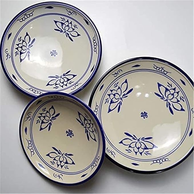 Dinnerware Set, Ceramics Dinner Sets Blue and White Ceramic Plate Deep Dish Shallow Bowl Soup Plate Rice Plate Dish