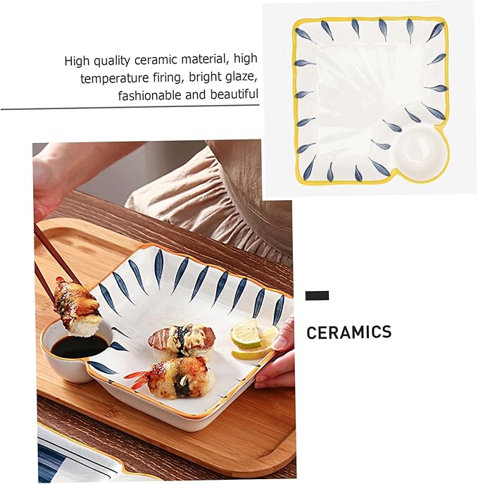 PRETYZOOM Ceramic Plate Dipping Saucer Food Service Dish Hot Pot Serving Plate for Party