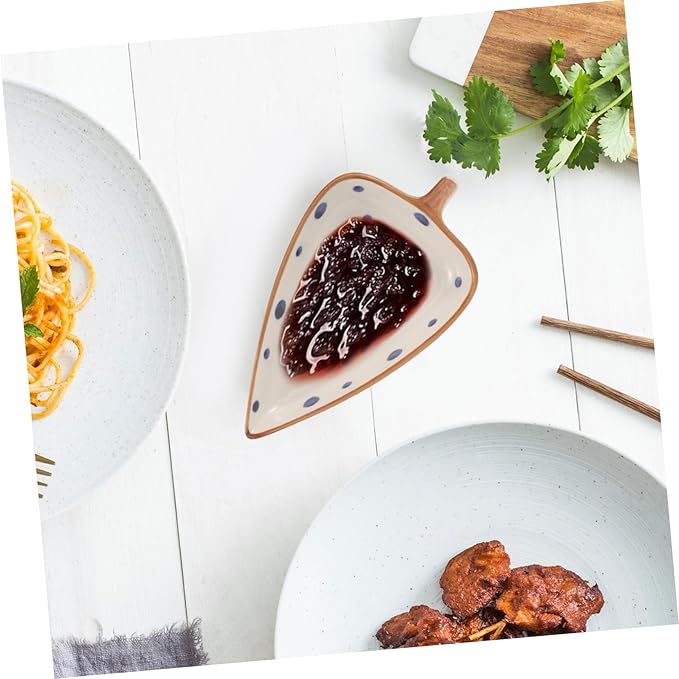 Unomor Ceramic Leaf-shaped Snack Dish for Dipping Sauces Appetizer Plate for Home and Restaurant Use Versatile for Salads and Snacks and -