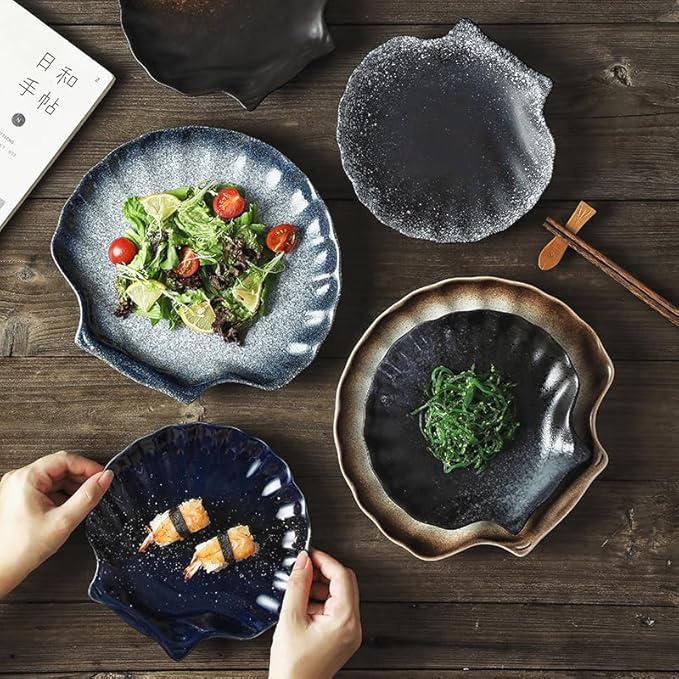 Appetizer Plates Japanese Style Ceramic Western Food Plate Flat Plate Home Retro Dish Plate Dessert Cake Plate Cheap Plates