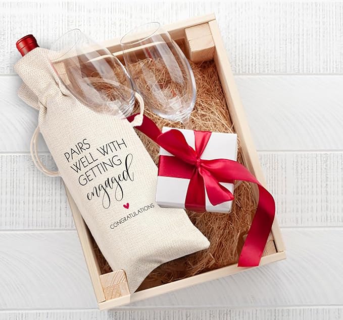Engagement Wine Bag,Engagement Gifts for Couples,Personalized Engaged Wine Bag,Mr and Mrs Marriage Wedding Gifts,Pairs Well with Getting Engaged