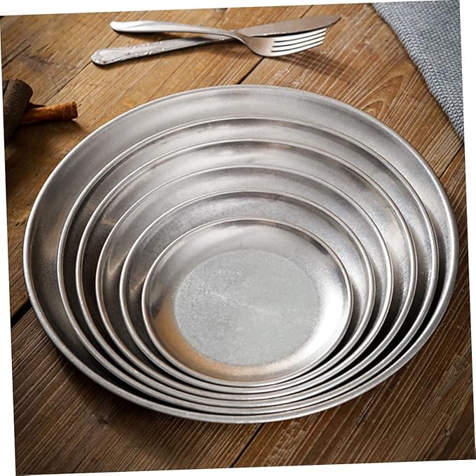 BESTonZON Food Trays Vintage Barbecue Plate Decorative Serving Trays Korean Style Dish Nut Plate Table Tray Cutlery Beef Meat Roast Meat Tray Dinner Dish Metal
