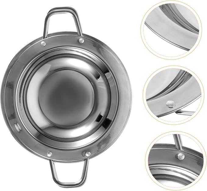 Cabilock 2Pcs Stainless Steel Round Plates with Handles Snack Serving Trays Kitchen Dish for Entertaining Easy to Clean Smooth Edges for Safety
