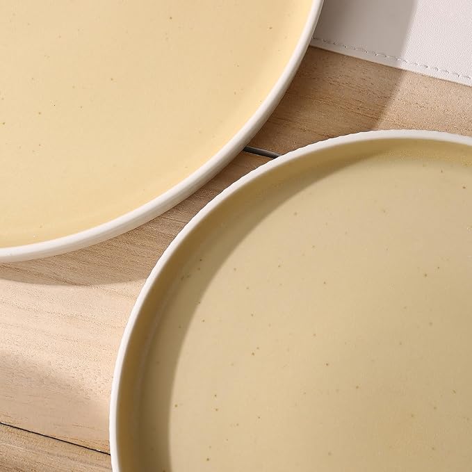 MONITO Ceramic Dinnerware Sets for 4, 18PCS Stoneware Plates and Bowls Sets, Reactive Glaze Dish Set, Chip and Scratch Resistant Double, Microwave and Dishwasher Safe, White Orange