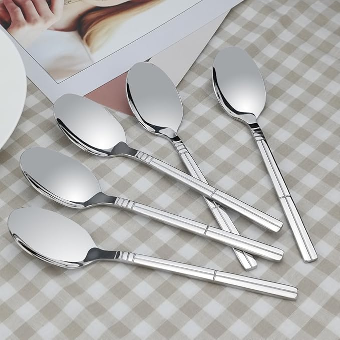 Saedy Stainless Steel Dessert Spoons, 6.7 Inches, 12 Piece Small Spoons for Dessert