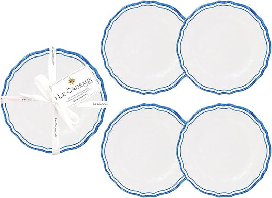 Le Cadeaux Melamine 6 inch Appetizer Plates, Set of 4, Maison