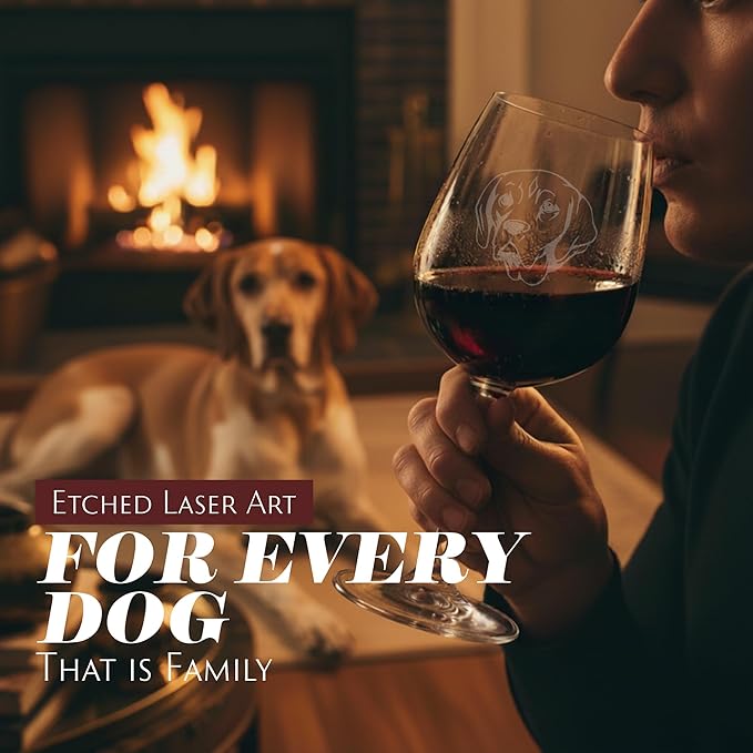 Etched Laser Art Personalized Dog Themed Etched Wine Glass - Custom Dog Breed Wine Glasses, Ideal for Pet Lovers, Unique Birthday Gift for Men & Women, Personalized Gift - Portuguese Pointer, 12.75 oz