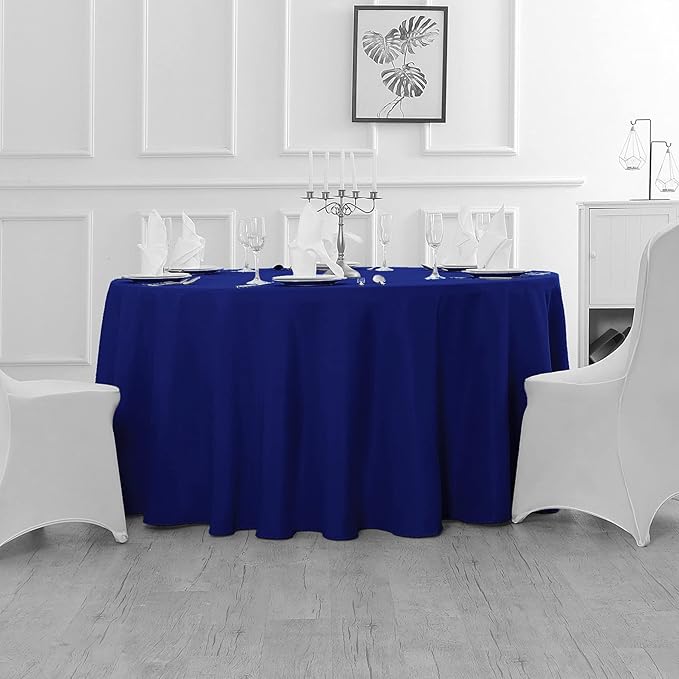 6 Pack Royal Blue Round Tablecloths 90 Inches Table Cloth Stain and Wrinkle Resistant Washable Polyester Table Cover Fabric for Party, Wedding,Dining,and Banquet Decoration