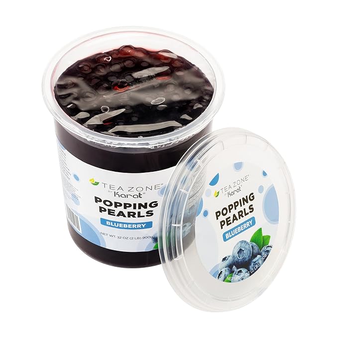 Tea Zone [2 Pound] Blueberry Popping Pearls for Boba tea Beverages, Sweets, Ice Cream Topping-B2056 (2.0lb)