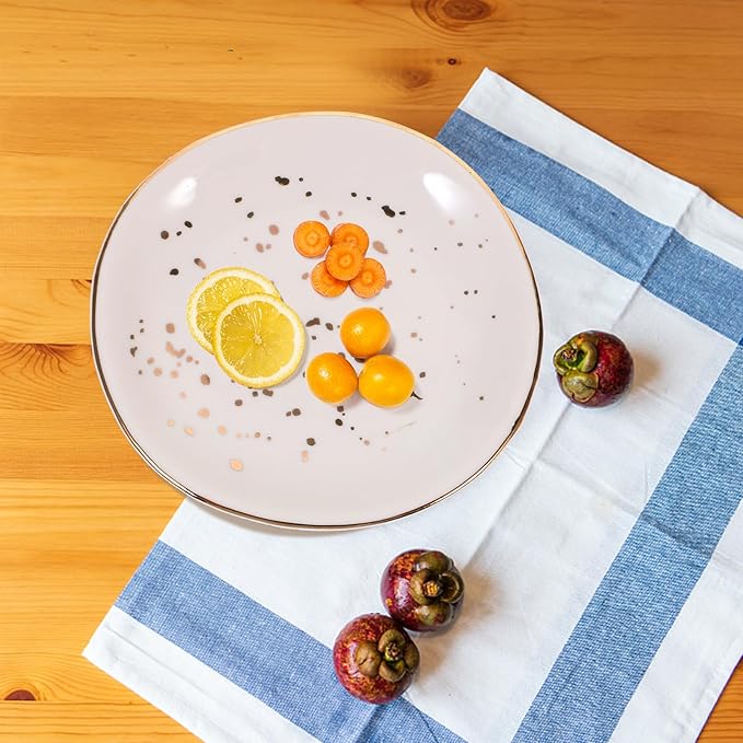 VALICLUD Ceramic round Plate Nordic Style Speckled Irregular Design Steak Plate Sandwich Food Dish for Household Dessert Serving