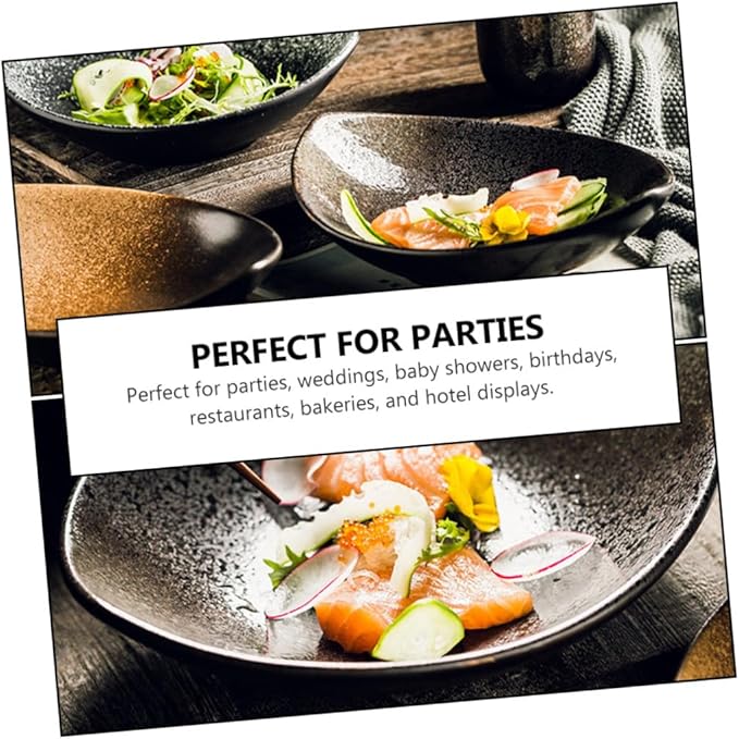 1Pc Japanese Style Ceramic Food Dish Black Marble Serving Plate for Parties Weddings and Home Use Creative Tableware for Pizza Pasta and Appetizers for Housewarming and Special