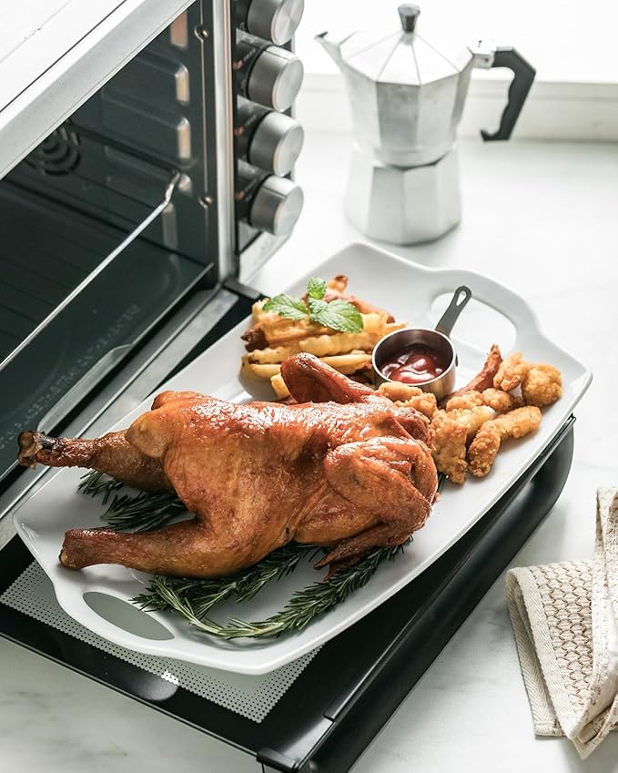 Turkey Platter for Thanksgiving, 16 inches Large Serving Tray with Handles Serving Platters for Turkey Porcelain Serving Dish for Entertaining Christmas Meat Display Thanksgiving Plates Set of 2