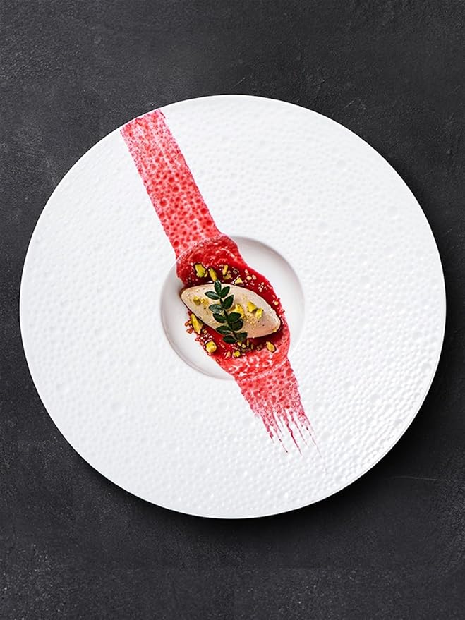 Appetizer Plates Creative Stone Pattern Ceramic Western Food Plate Restaurant White Plate Caviar Plate Cheap Plates(A)