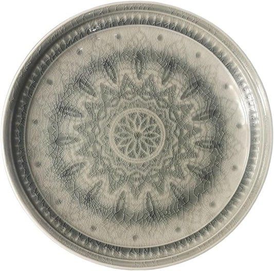 SONGCHAO Party Supplies Plate Ceramic Household Dishes Breakfast Lunch Dinner Afternoon Tea Steak Household Commercial Kitchen Fruit Tray Party Plates (Color : 003)