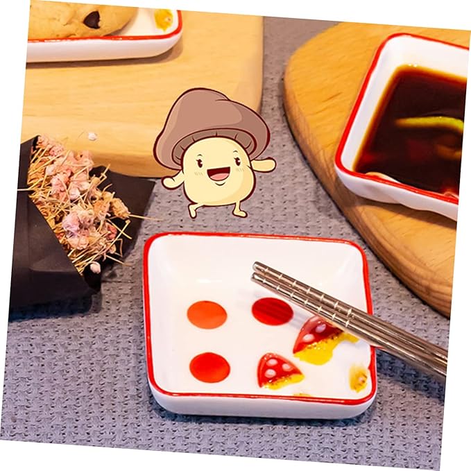 ABOOFAN 2pcs Mushroom Ceramic Sauce Dishes Condiment Plate Dish Seasoning Plate for Cottagecore Kitchen