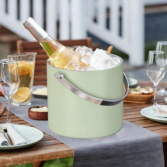 3.2L Insulated Ice Buckets for Parties, Elegant Double Wall Stainless Steel Champagne Buckets with Lid & Scoop,Ideal for Cocktail Bar, Chilling Wine, Champagne