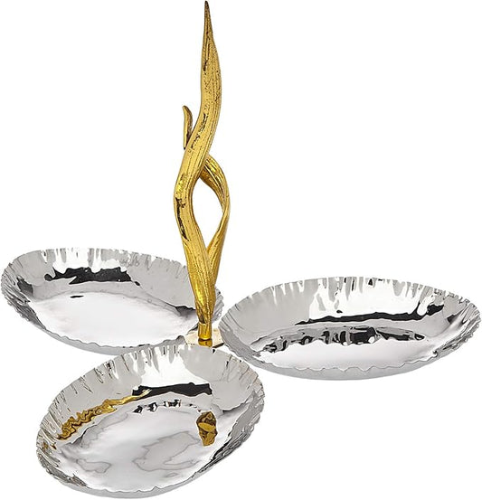 Godinger Candy Server Nut Server, Serving Dish, Chocolate Dish, Candy Dish, 3 Sectional
