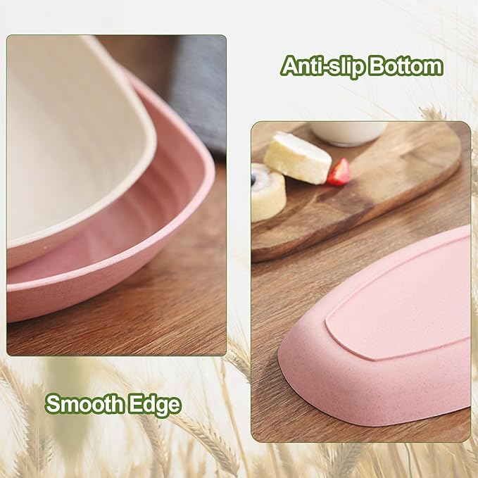 shopwithgreen Lightweight Wheat Straw Plates - 4 Pack 11.4'' Unbreakable Sturdy Plastic Dinner Plates, Dishwasher & Microwave Safe Plates Set, BPA Free, Non-Toxic