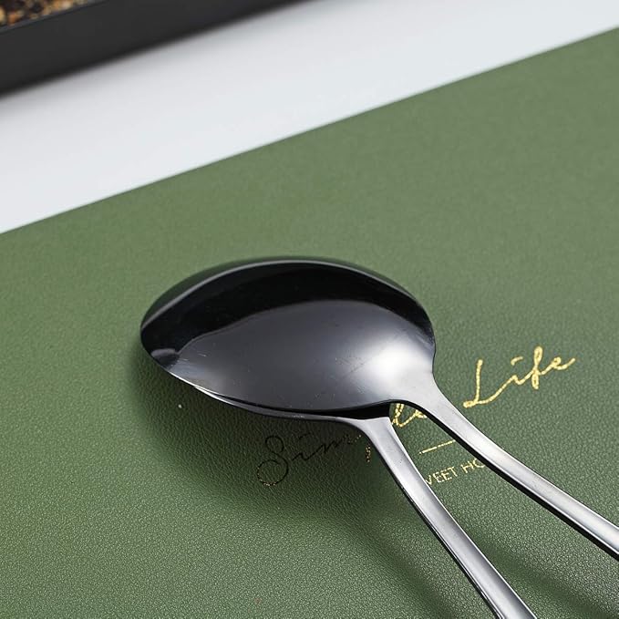 Black Kyraton Titanium Plating Serving Set - 4 Pieces, Includes 2 Spoons and 2 Slotted Spoons