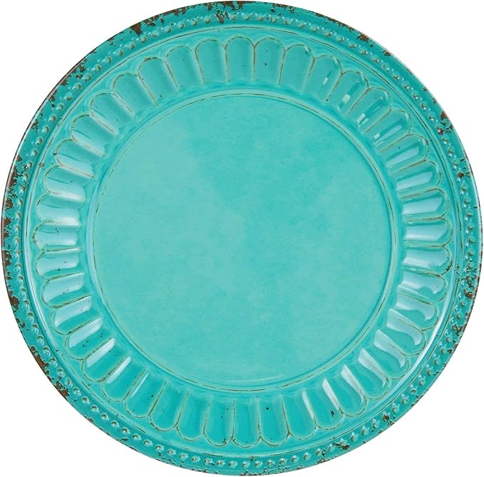 UPware Chateau Melamine Round Dessert Plates, Small Serving Plates, for Appetizer, Snacks, and Side Dishes, Turquoise, 6 Inch, Set of 4
