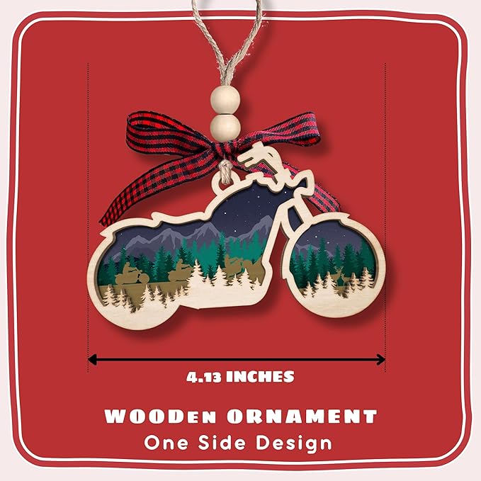 Motorcycle Ornaments - Motorcycle Christmas Ornament - Mountain Biker Gifts for Men, Women, Dad, Grandpa - Racing Biker Gifts - 2 Layered Wood Ornament 2025