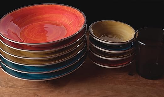 Carlisle FoodService Products Mingle Resuable Plastic Plate Dinner Plate with Pottery Style for Home and Restaurant, Melamine, 11 Inches, Aqua