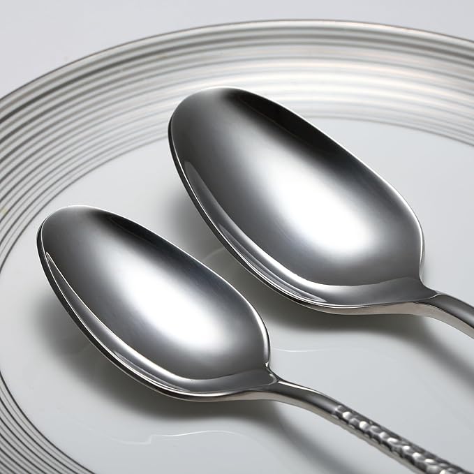 Premium 20 Piece Hammered Silverware Set with Smooth Edge, 18/10 Stainless Steel, Service for 4, Fine Flatware Set, Dishwaser Safe(20)