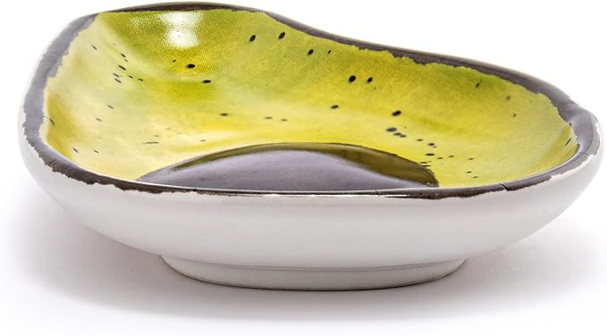 DEMDACO Decorative Serving Dining Dish Appetizer Plate, 5 Inch Ceramic Stoneware, Avocado Shaped