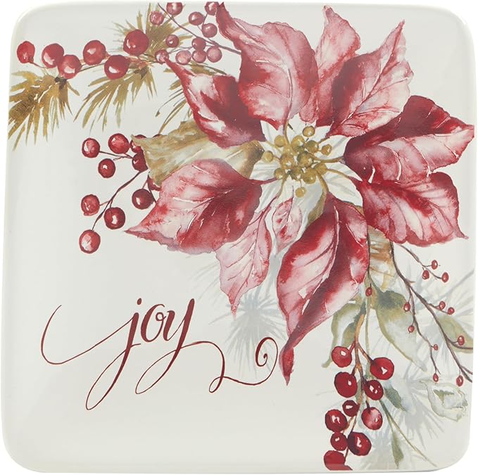 Certified International Winters Joy 6" Luncheon/Canape Plates, Set of 4 Assorted Designs, Multicolor, Small