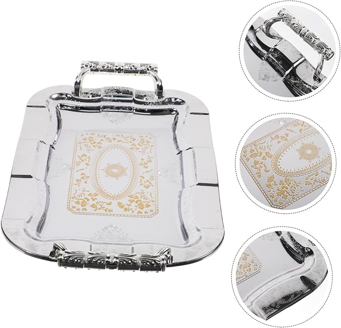 PRETYZOOM Vintage Serving Tray for Fruit and Snacks Elegant Decorative Platter for Home Ktv and Restaurant Use Sturdy Stainless Steel Design for Easy Serving