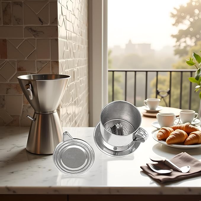 1 Set Vietnamese Coffee Filter Stainless Steel Coffee Pot Drip Infuse Cup Brewing Teapot No Need Paper Drip Coffee Pot Machine Filter Attractive processing