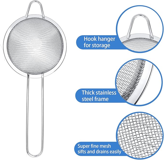15 Pcs Tea Strainers Cocktail Strainer Stainless Steel Fine Mesh Strainer Colander Conical Food Loose Tea Filter Practical Bar Colander Tool 3.2 Inches Silver