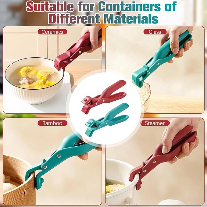 2PCS Hot Plate Grippers,Aulti-Function Anti-Scald Bowl Clip for Kitchen,Silicone Non-slip Hot Dish Plate Holder,Anti-Scald Bowl Clip,Microwave Oven Cooking,Kitchen Utensil for Bowls,Pans,Dishes