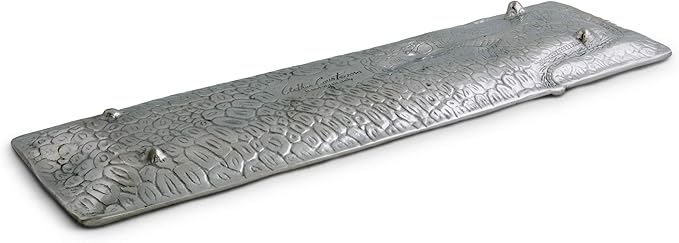 Arthur Court Designs Aluminum Alligator Oblong Tray Food Serving Tray Florida Gator Theme Metal Artisan Quality Hand Polished Tarnish-Free 19 inch x 6 inch