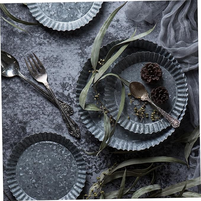 Galvanized Metal Serving Tray Rustic Farmhouse Decor Large Vintage Iron Plate for Food Fruit Appetizers Decorative Table Centerpiece for Home Office Weddings Parties