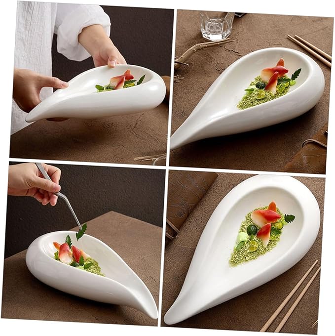 Ceramic Water Drop Warming Tray Dinner Plate Tear Drop Appetizer Plates Food Trays Salad Decorative Bowl