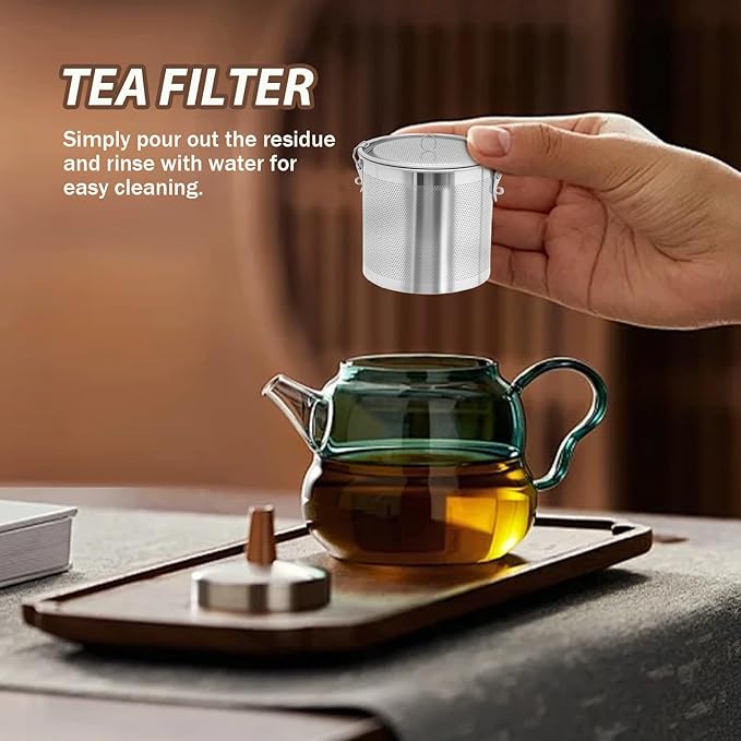 MDEOOSKY 0.86L Tea Ball Infuser, 3.94"L x 3.94"W x 4.33"H Seperation Basket Mesh Filter, Multifunctional Kitchen Tool for Brewing Tea Filtering Spices and Seasonings, Stainless Steel, 10x10x11cm