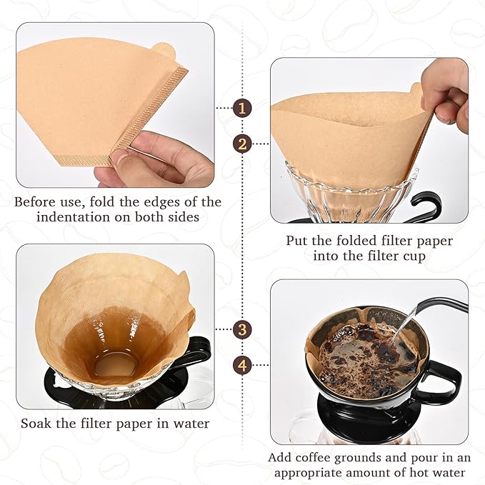 100 Count #2 Cone Coffee Filters, Unbleached Natural Paper, No Blowout & Tear-Resistant, Compostable, Fits 2-6 Cup Makers, Pour-Over & Ninja Brewers