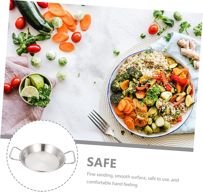 Healifty Stainless Steel Snack Serving Tray with Double Handles Fried Food Plate for Home Restaurant and Catering Use Easy to Clean Smooth Surface Design