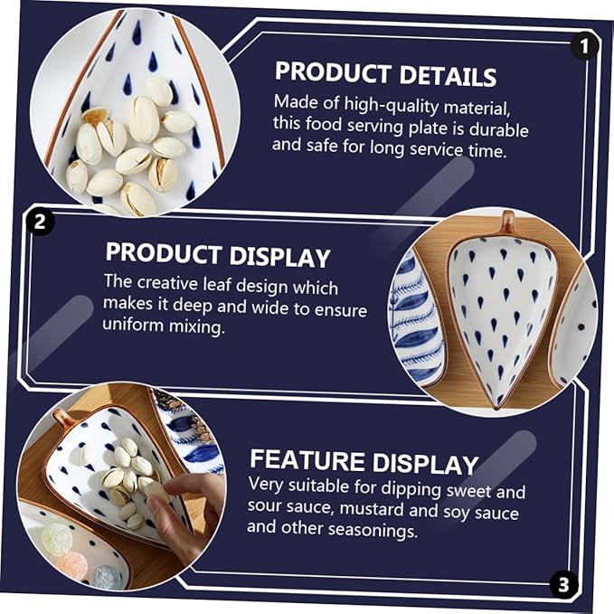 Creative Leaf Shaped Snack Dish Premium Food Serving Plate for Appetizers Sauces Desserts Easy to Clean Tableware for Home Restaurants