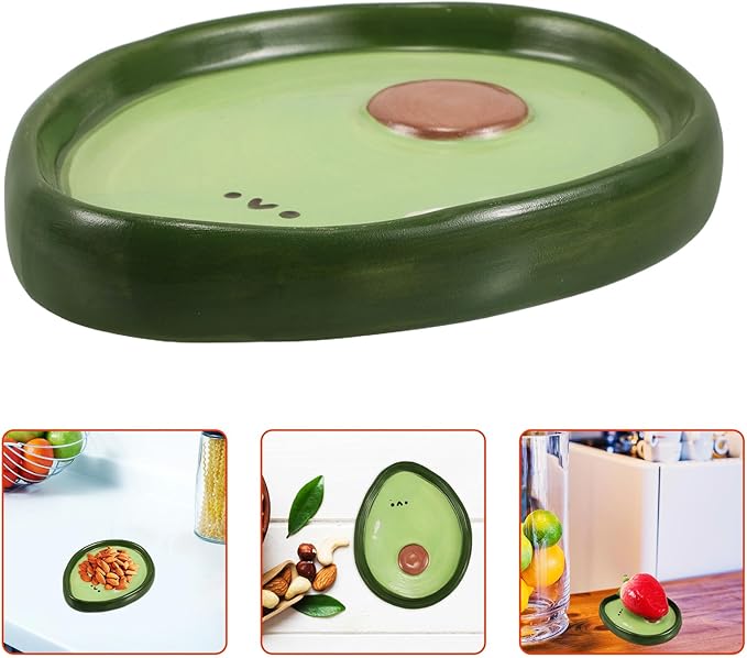 BESPORTBLE Ceramic Avocado Snack Plate 4-inch Hand-painted Dipping Sauce Dish Small Appetizer Tray for Fruit Serving Home Kitchen