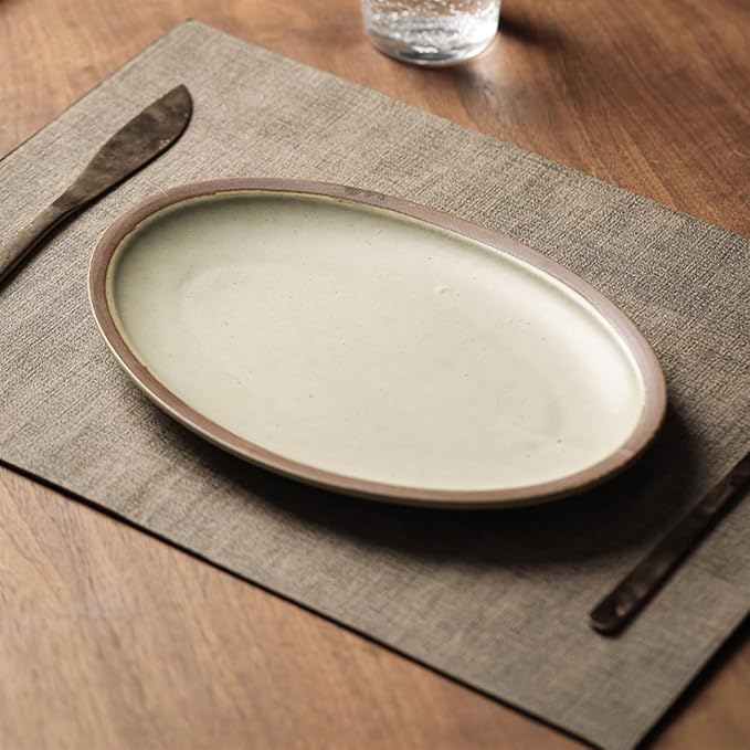 SONGCHAO Party Supplies Oval Ceramic Dinner Plate Household Salad Plate Ceramic Tableware Restaurant Kitchen Appetizer Plate Dessert Plate Party Plates (Color : Medium)