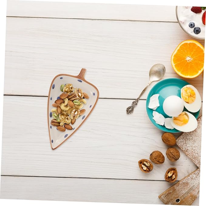 PRETYZOOM Creative Ceramic Leaf Snack Plate Dipping Sauce Dish Multipurpose Side Dish for Home and Restaurant Serving Appetizers Salads Desserts and Snacks