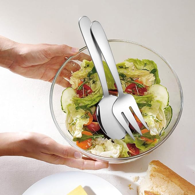 HaWare 5-Piece Silverware Serving Utensils, Stainless Steel Spoon Fork, Mirror Polished and Dishwasher Safe